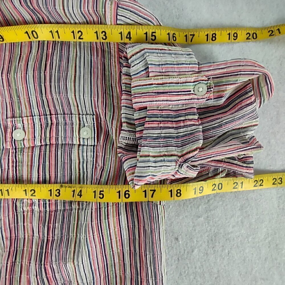 Liz Claiborne Womens Multi Color Striped Button Down Cotton Blend Shirt Size PM - Picture 9 of 14